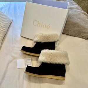 CHLOE Jessie Suede & Shearling Boots Brand New